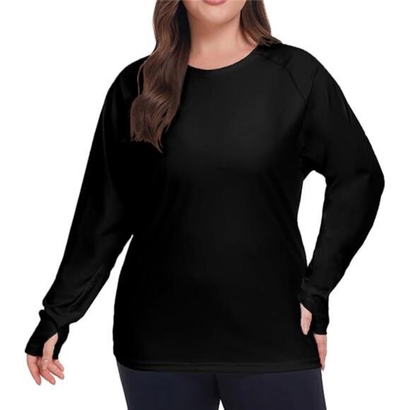 Soft UPF 50+ Plus Size Workout Shirt for Women Long Sleeves Moisture - Picture 7 of 7